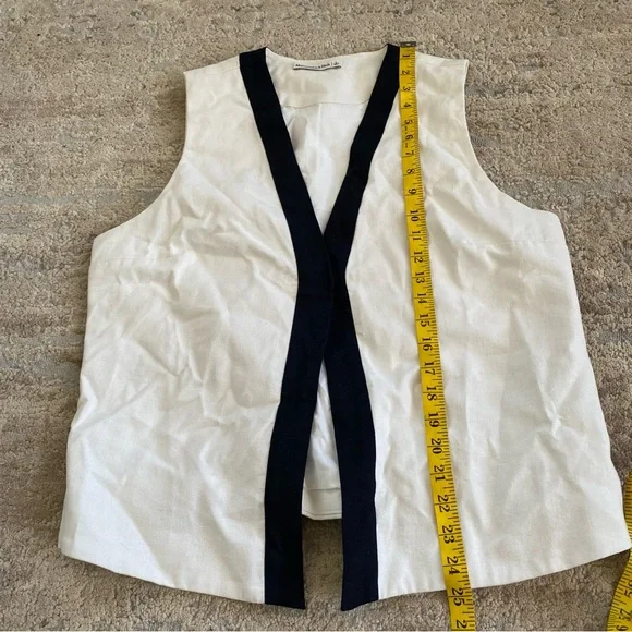 Abercrombie & Fitch Linen-Blend Vest Sleeveless Blouse White Black: Large - Picture 9 of 9